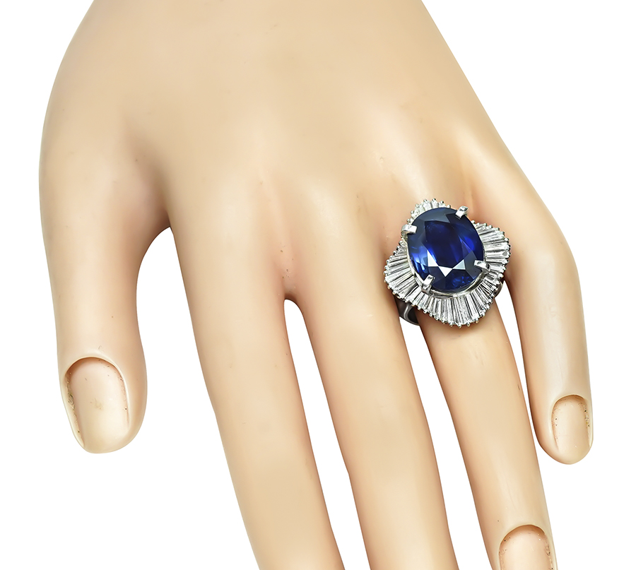Estate GIA Certified 11.57ct Sapphire 1.90ct Diamond Ring