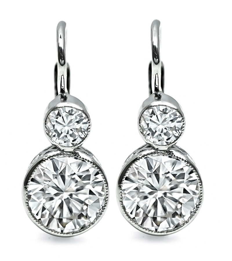 Estate GIA Certified 1.03ct and 1.04ct Diamond Earrings