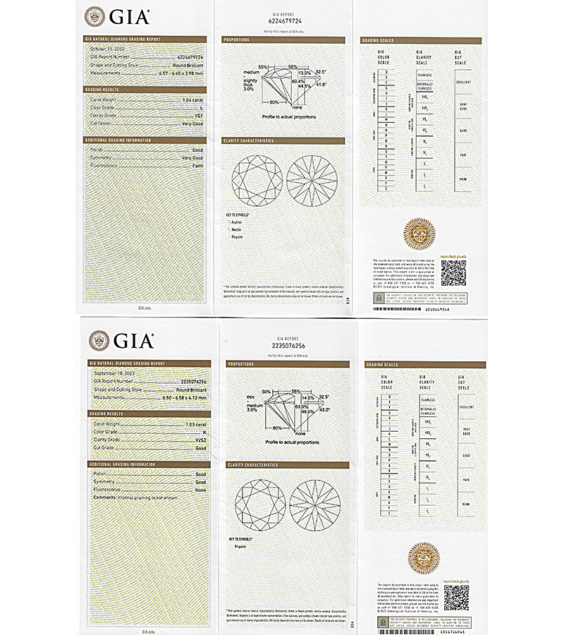 Estate GIA Certified 1.03ct and 1.04ct Diamond Earrings