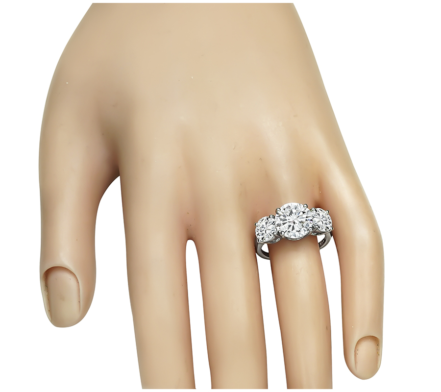 Estate GIA Certified 2.11ct Center Diamond 1.00ct and 0.96ct Side Diamond Engagement Ring