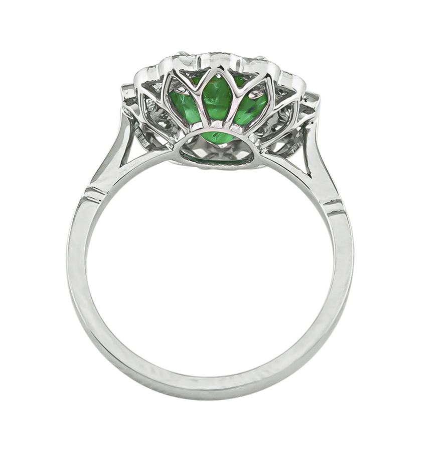 Estate GIA Certified 2.26ct Emerald 0.82ct Diamond Engagement Ring