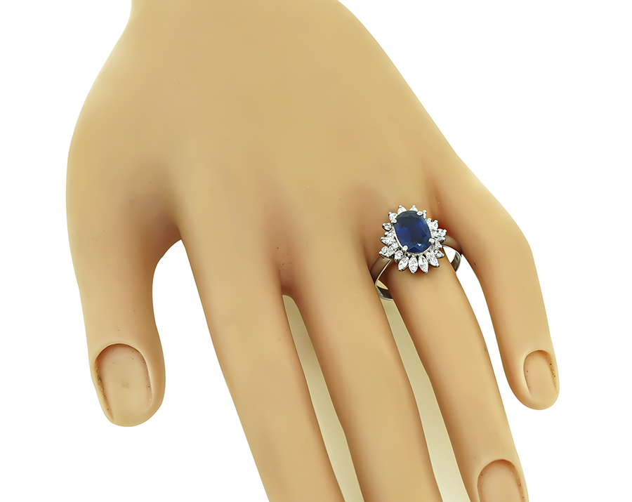 Estate GIA Certified 2.51ct Sapphire 0.86ct Diamond Engagement Ring