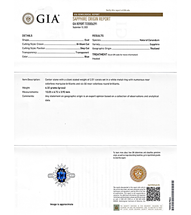 Estate GIA Certified 2.51ct Sapphire 0.86ct Diamond Engagement Ring