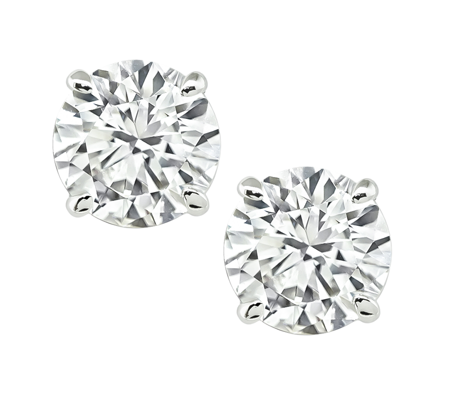 Estate GIA Certified 3.03cttw Diamond Stud Earrings