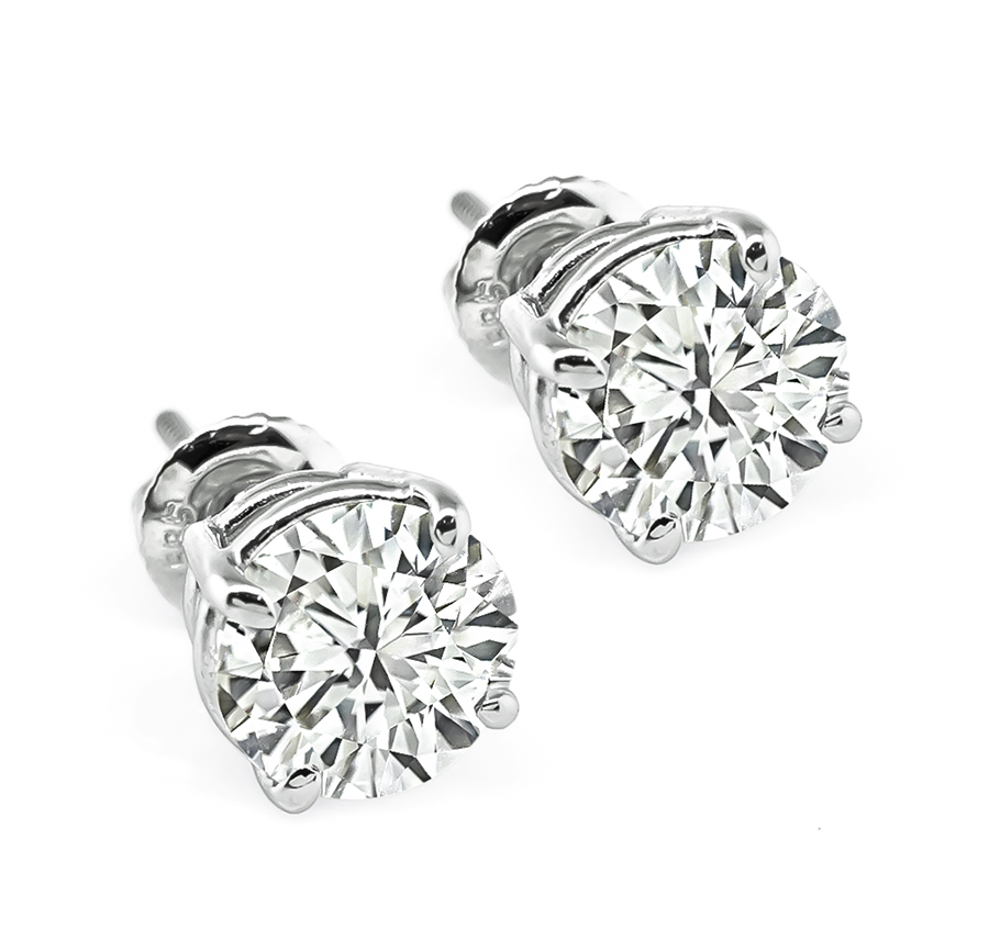 Estate GIA Certified 3.03cttw Diamond Stud Earrings