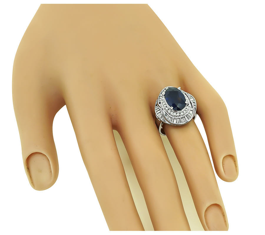 Estate GIA Certified 4.11ct Sapphire 1.23ct Diamond Ring