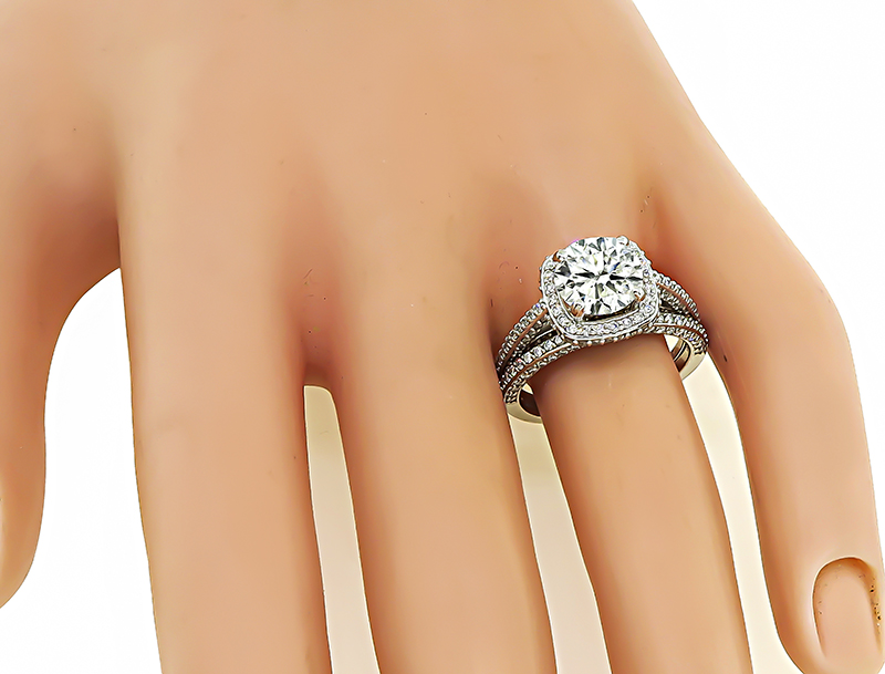 Estate GIA Certified 2.02ct Diamond Engagement Ring and Wedding Band Set