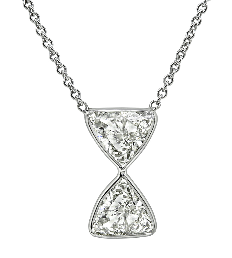 GIA Certified 2.74ct Diamond Hour Glass Pendant Necklace