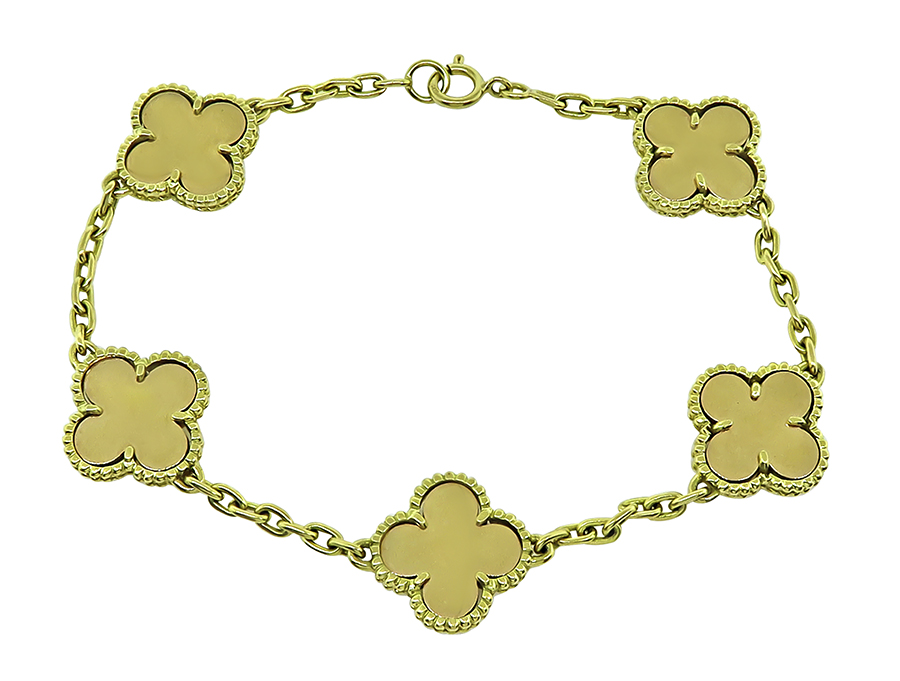 Estate Two Tone Gold Alhambra Style Bracelet