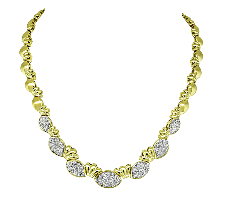 Estate 3.35ct Diamond Gold Necklace