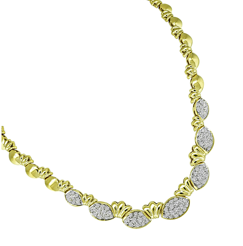 Estate 3.35ct Diamond Gold Necklace