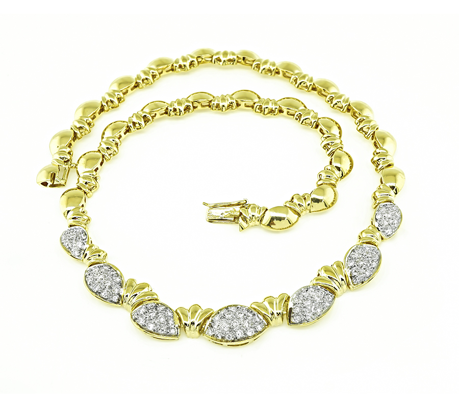 Estate 3.35ct Diamond Gold Necklace