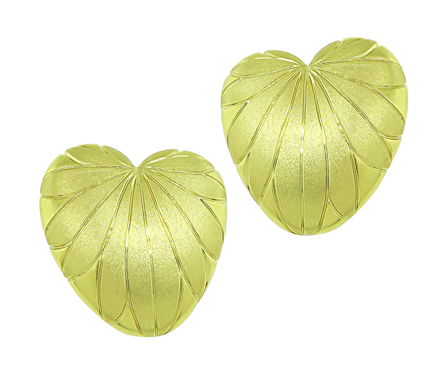Estate Yellow Gold Heart Earrings