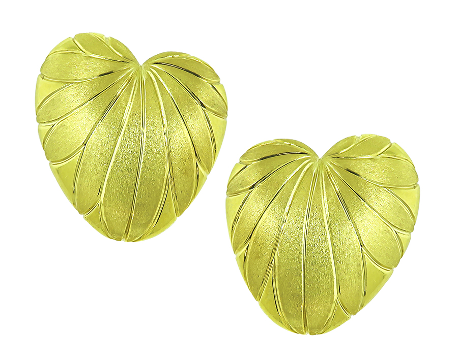 Estate Yellow Gold Heart Earrings