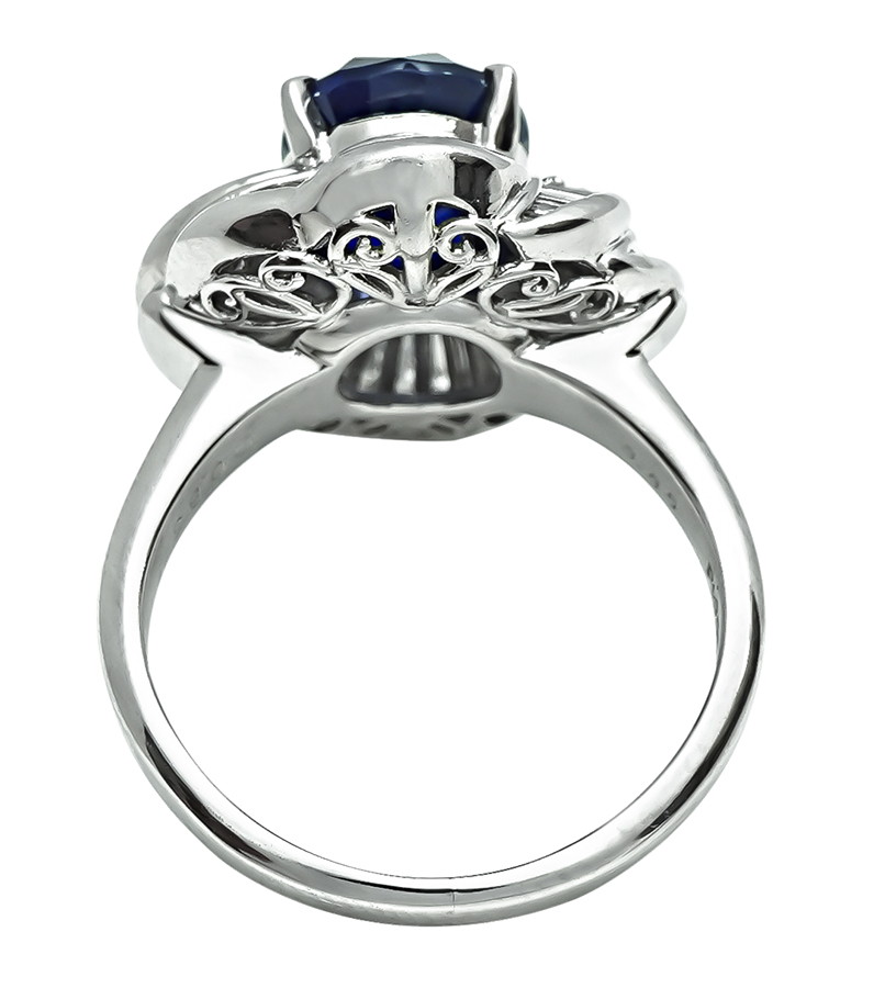 Estate GRS Certified 3.85ct Royal Blue Sapphire Diamond Ring