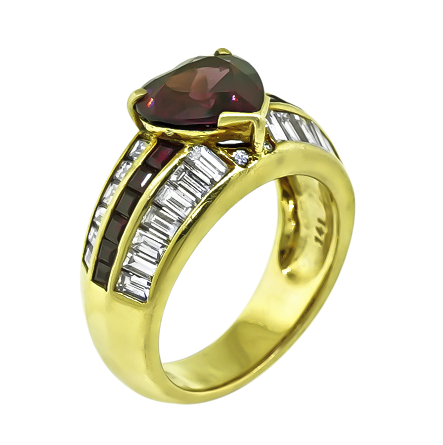 Estate 2.85ct Rubellite 1.41ct Diamond Gold Ring