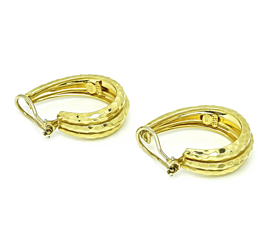 Estate Henry Dunay Hammered Gold Earrings
