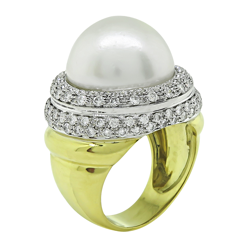 Estate Mabe Pearl 1.00ct Diamond Ring