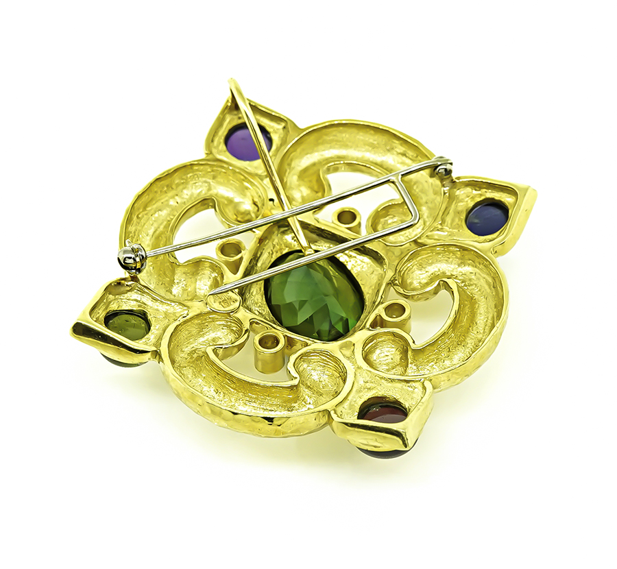 Estate 20.00ct Green Tourmaline Multi Color Gemstone Pin/Pendant