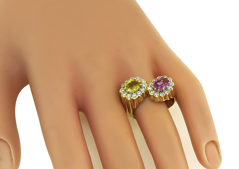 Estate 2.50ct Pink and Yellow Sapphire 0.50ct Diamond Ring