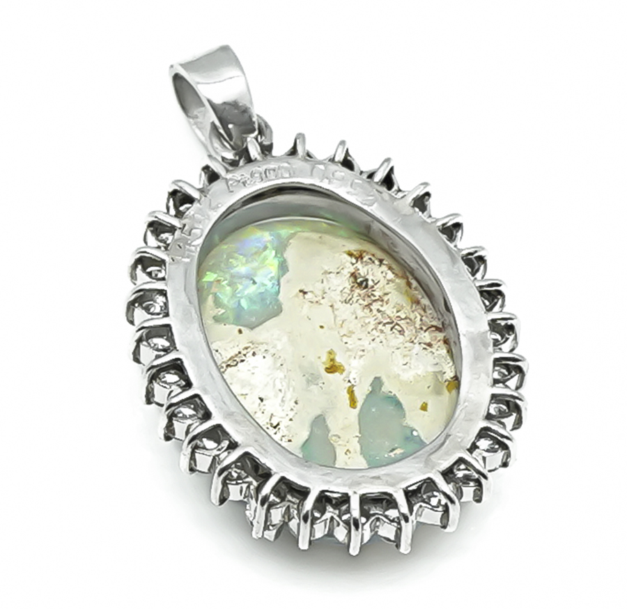Estate 11.54ct Opal 0.89ct Diamond Pendant