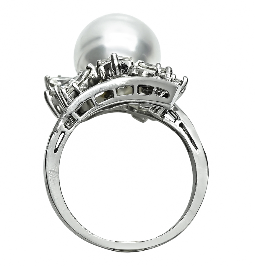 Estate 2.00ct Diamond Pearl Ring