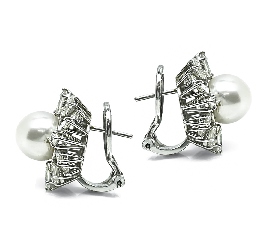 Estate Pearl 3.50ct Diamond Earrings