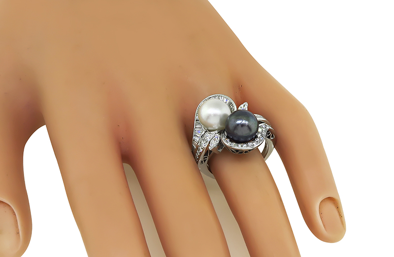 Estate Pearl 1.25ct Diamond Ring
