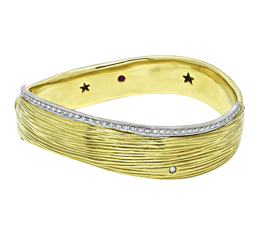 Estate Roberto Coin Diamond Gold Bangle