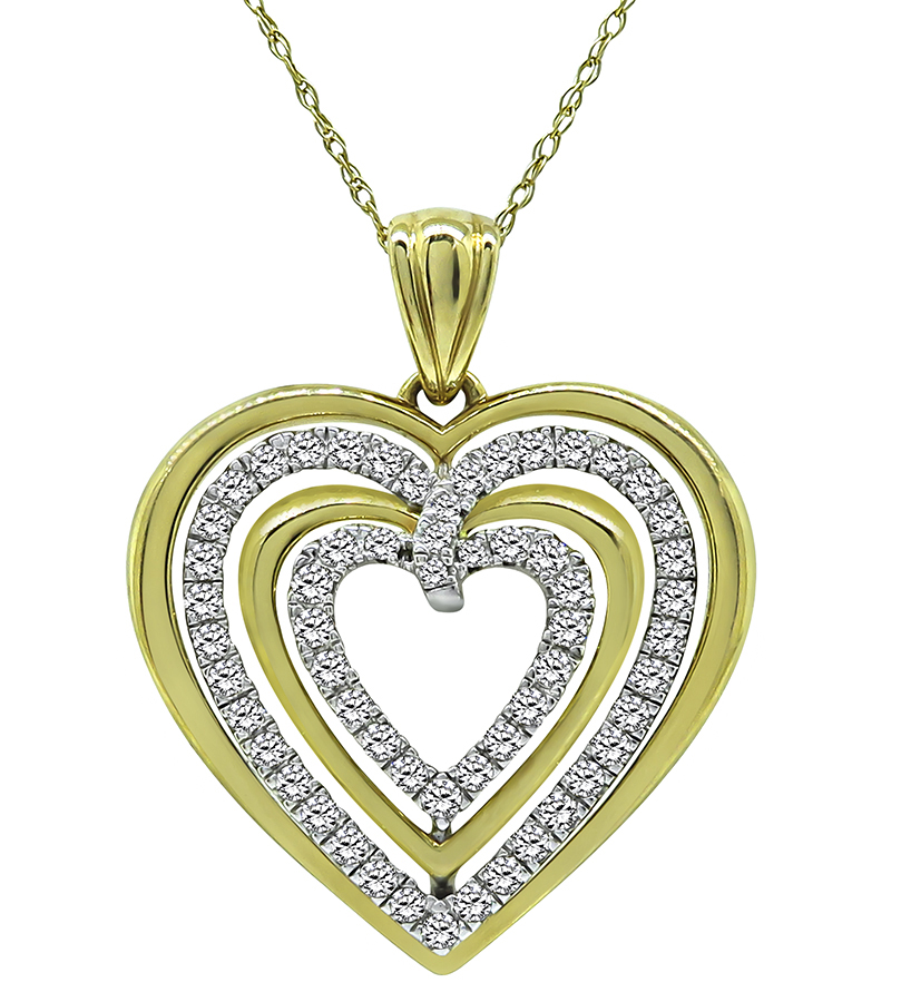 Estate 1.15ct Diamond Heart Pendant Necklace