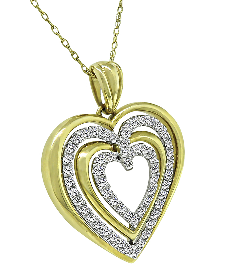 Estate 1.15ct Diamond Heart Pendant Necklace