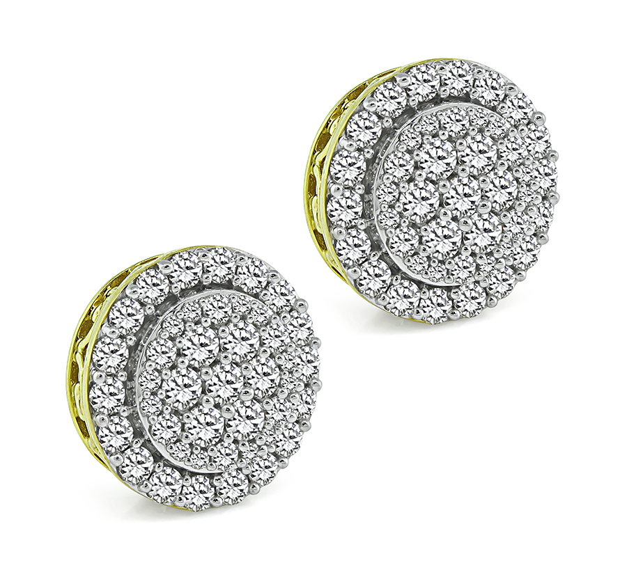 Estate 2.00ct Diamond Cluster Stud Earrings