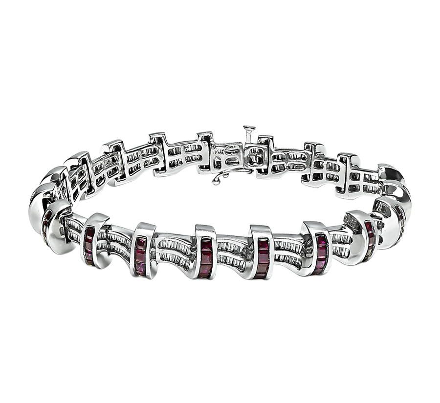 Estate 3.00ct Ruby 3.00ct Diamond Bracelet