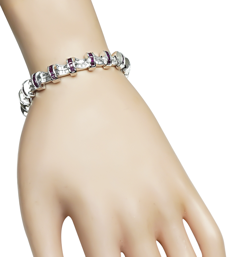 Estate 3.00ct Ruby 3.00ct Diamond Bracelet