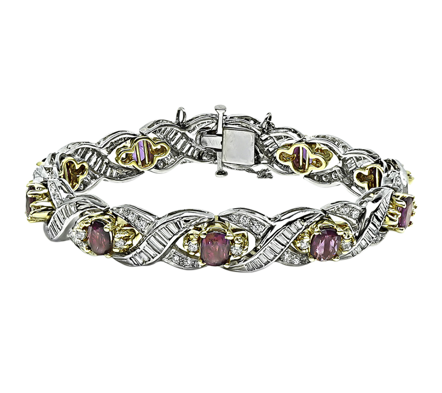 Estate 7.00ct Ruby 3.50ct Diamond Bracelet