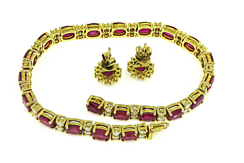 Ruby Diamond Gold Jewelry Set