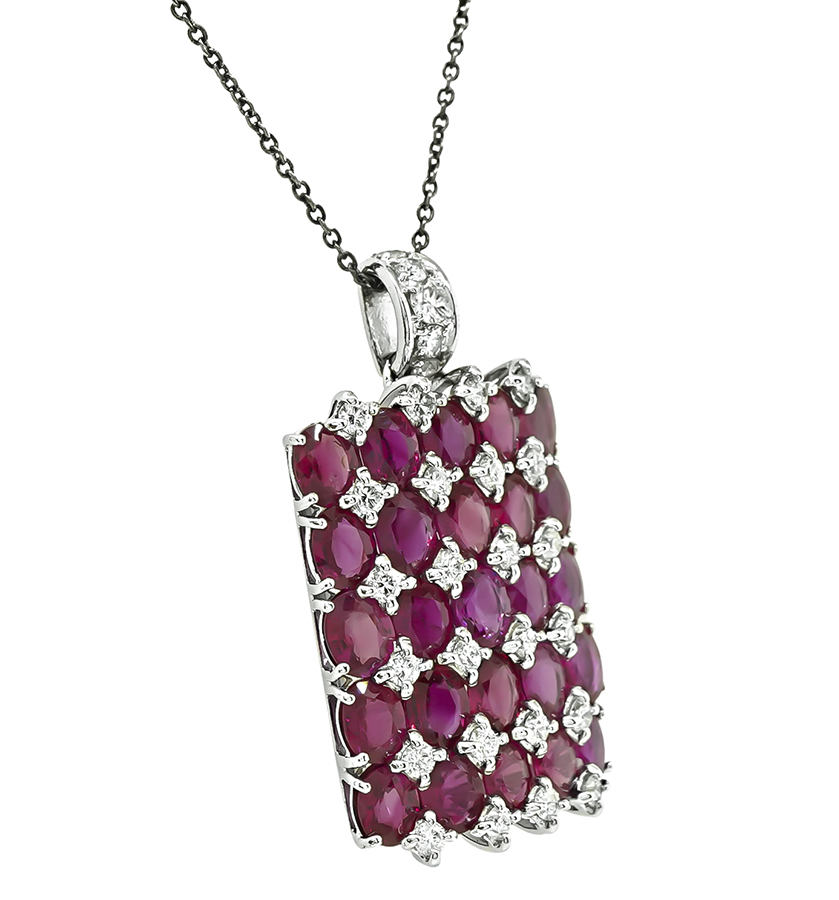 Estate 10.35ct Ruby 1.03ct Diamond Gold Pendant