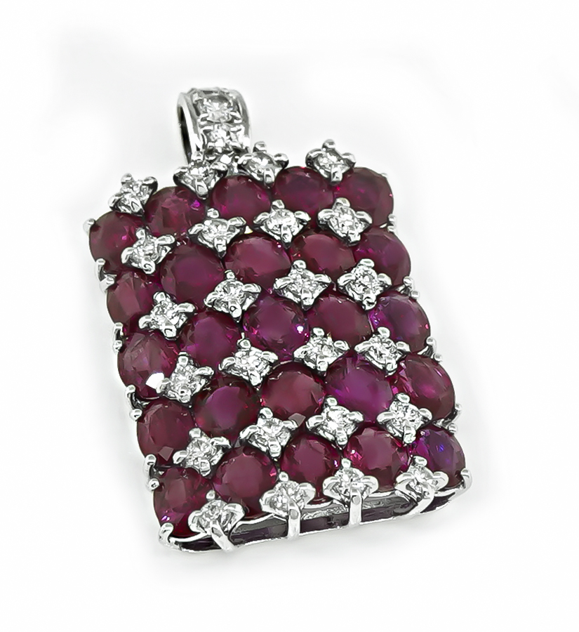 Estate 10.35ct Ruby 1.03ct Diamond Gold Pendant