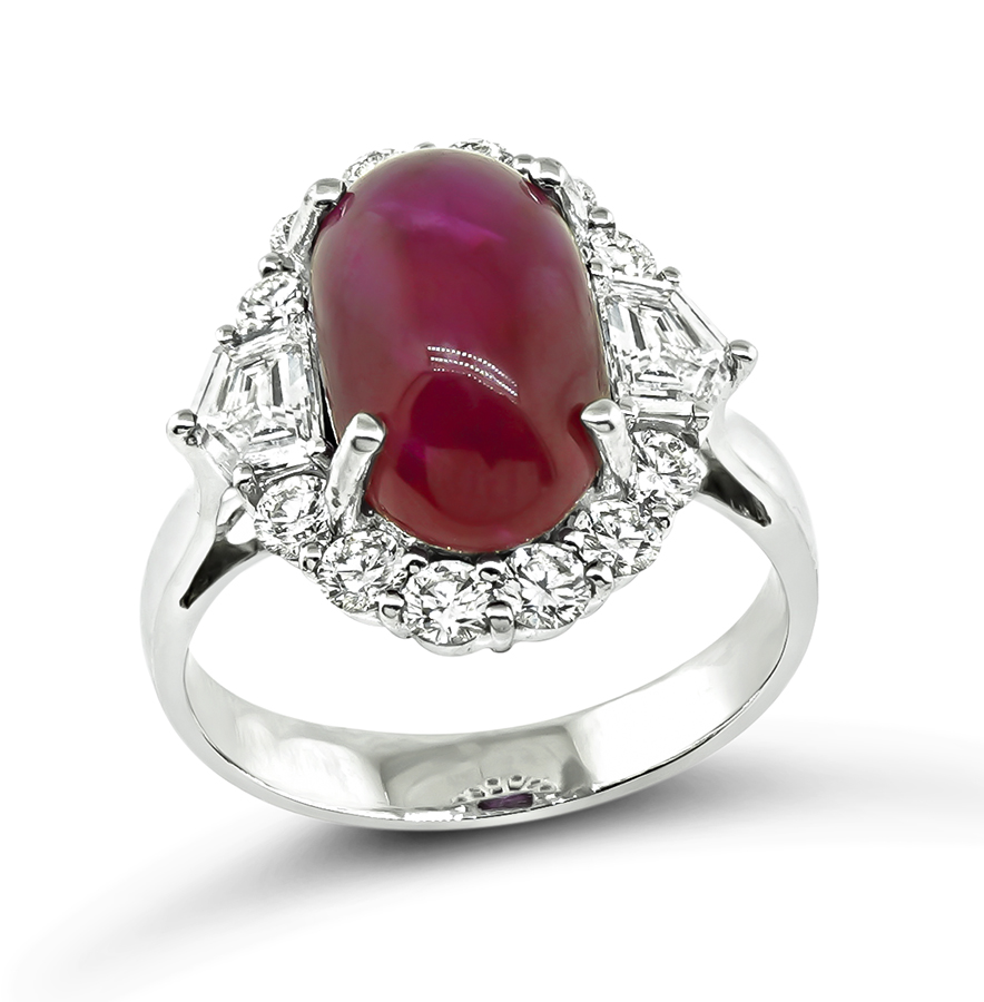 Estate 5.00ct Burma Ruby 1.10ct Diamond Gold Ring