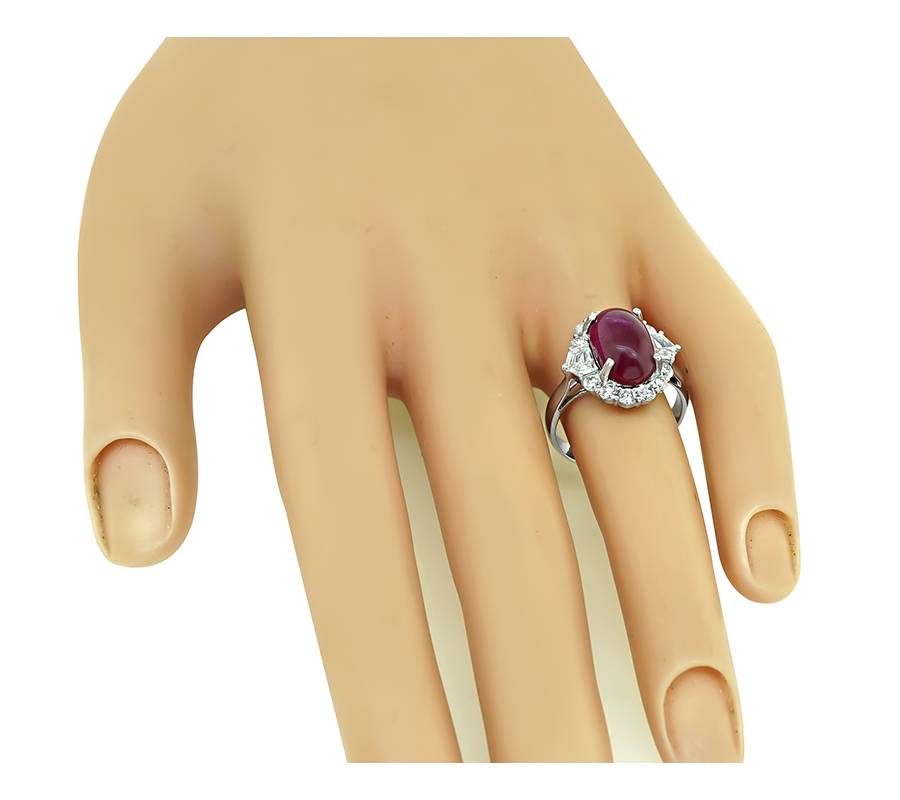 Estate 5.00ct Burma Ruby 1.10ct Diamond Gold Ring