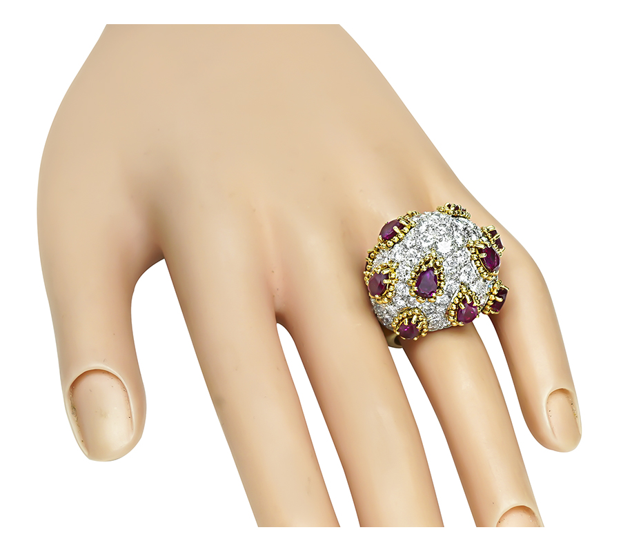 Estate 6.00ct Ruby 6.50ct Diamond Gold Ring