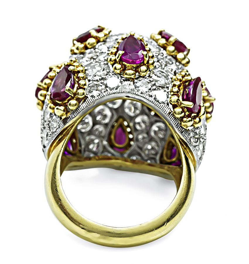 Estate 6.00ct Ruby 6.50ct Diamond Gold Ring