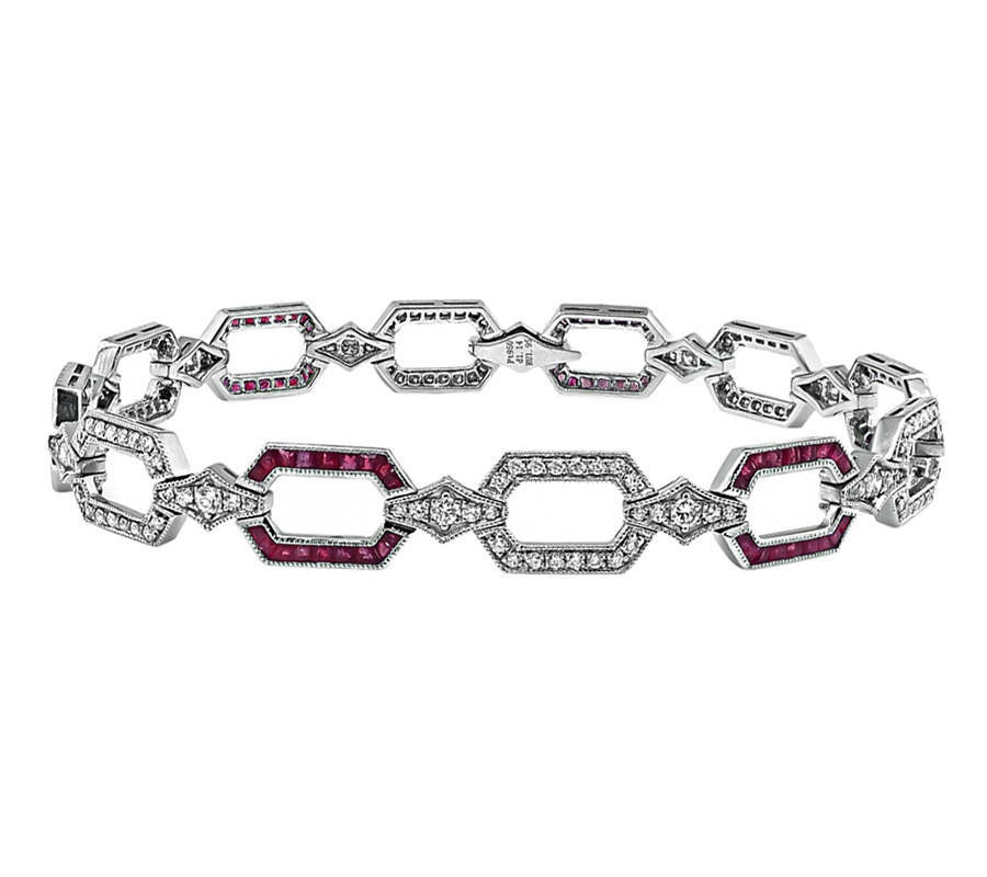 Art Deco Style 1.14ct Diamond 1.95ct Ruby Bracelet