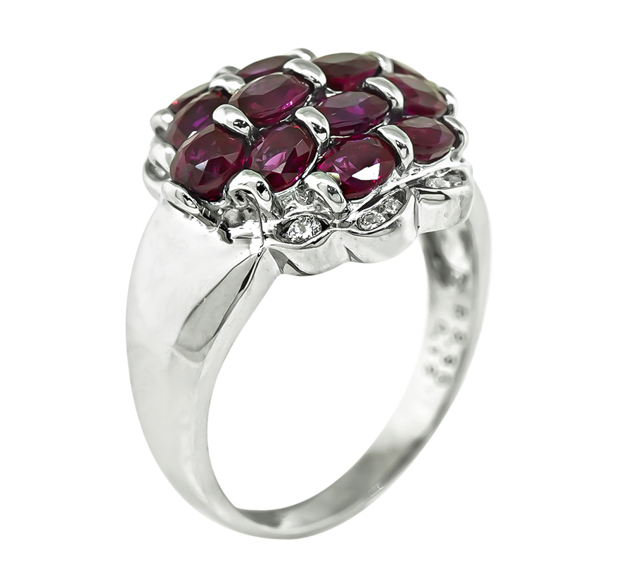 Estate 3.30ct Ruby 0.12ct Diamond Ring