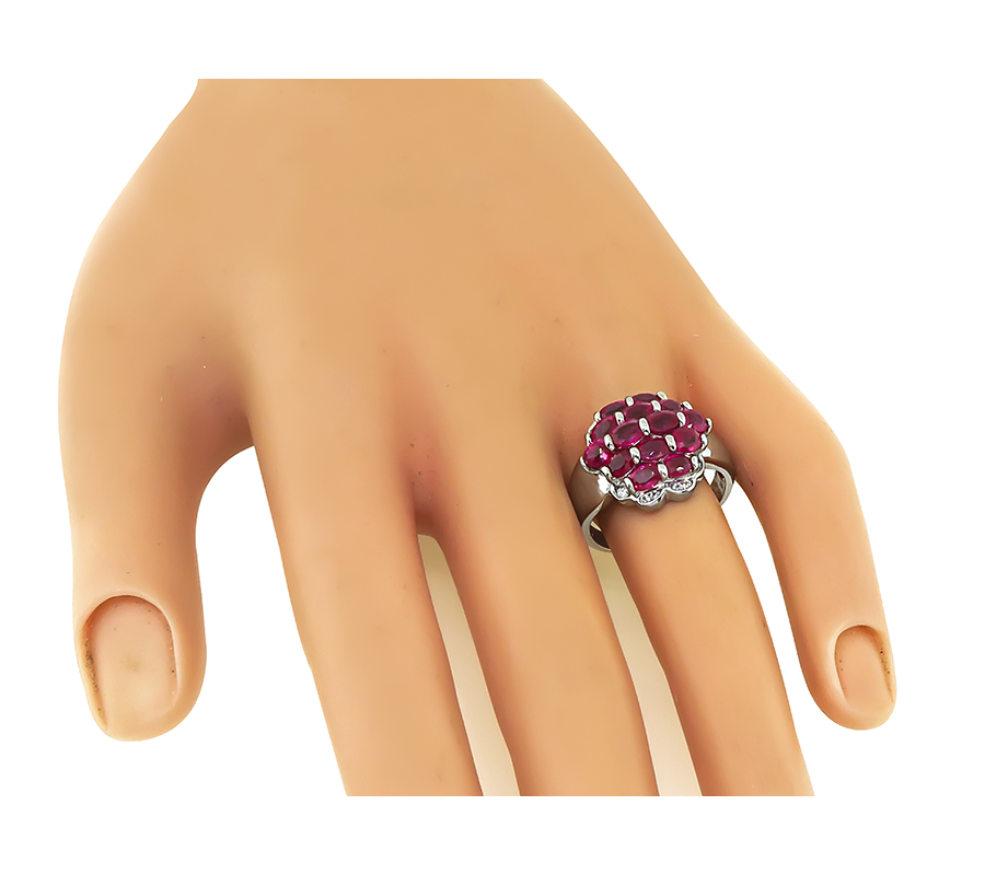 Estate 3.30ct Ruby 0.12ct Diamond Ring