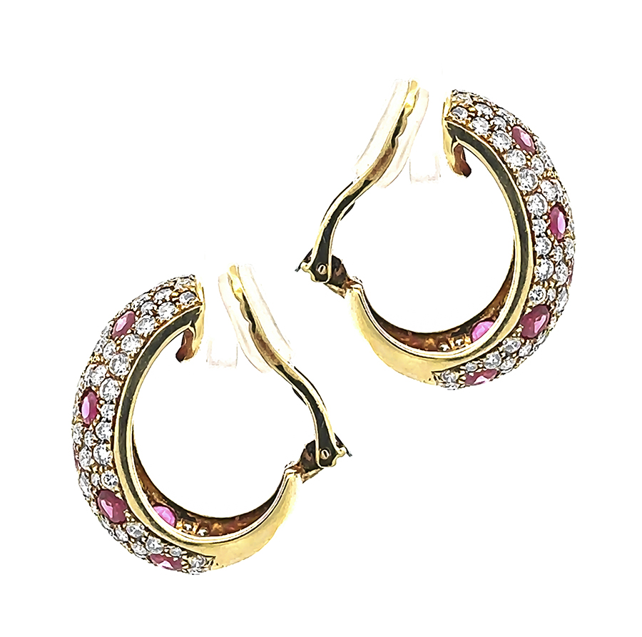 Estate 4.82ct Diamond 3.94ct Ruby Gold Earrings