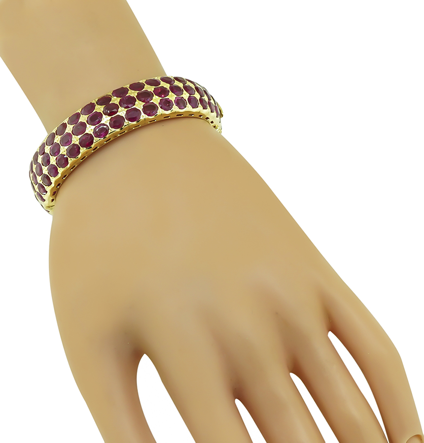 Estate 80.00ct Ruby Gold Bangle