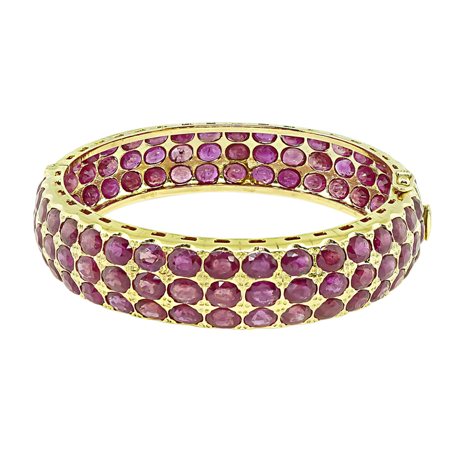 Estate 80.00ct Ruby Gold Bangle