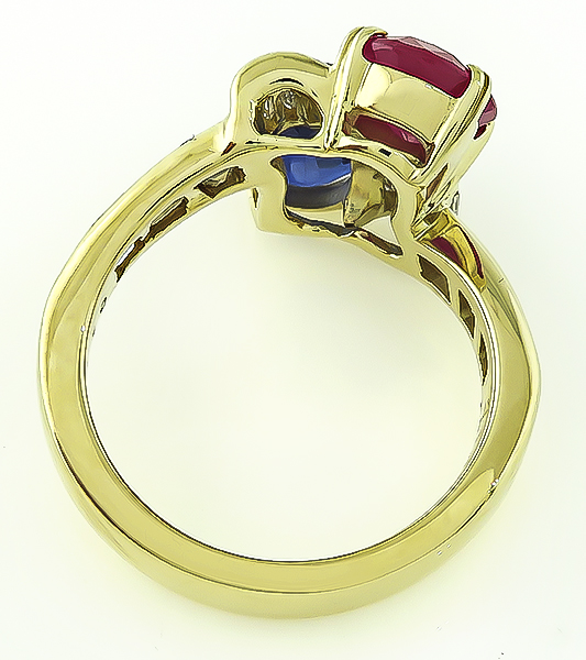 Estate 1.85ct Ruby 1.71ct Sapphire 1.10ct Diamond Ring