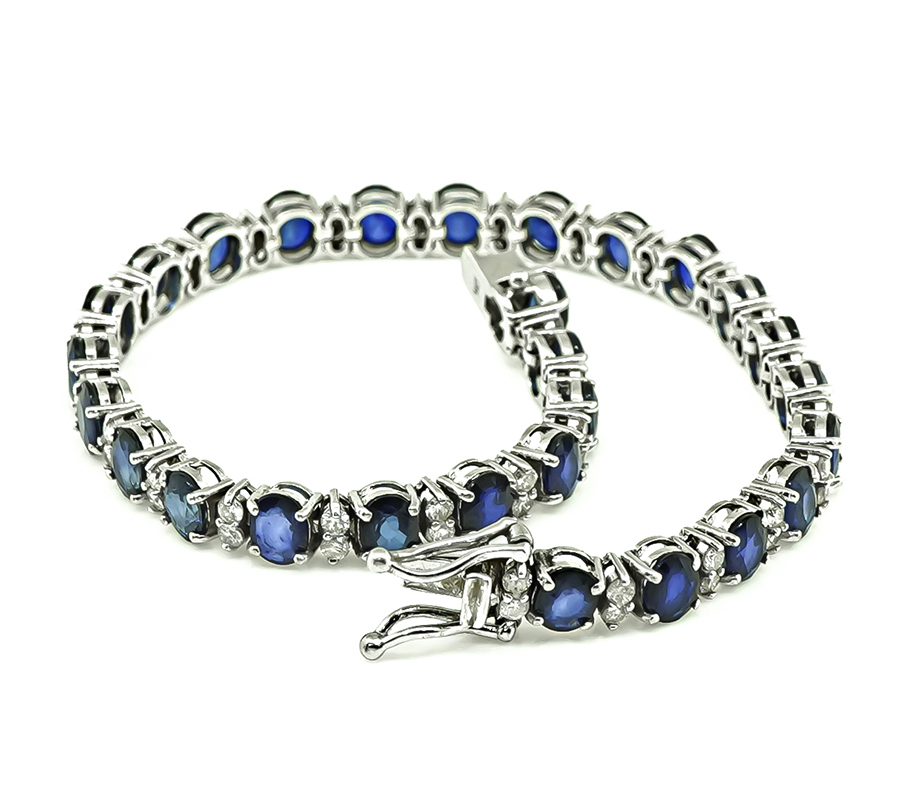 Estate 25.00ct Sapphire 1.65ct Diamond Bracelet